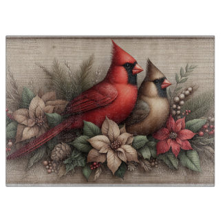 Planche À Découper Winter Cardinals Rustic Cutting Board