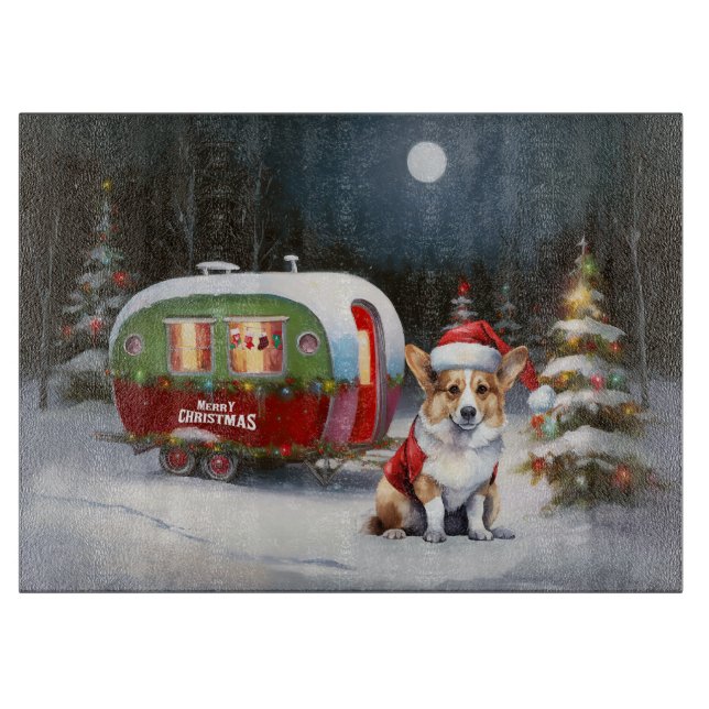 Planche À Découper Winter Corgi Caravan Christmas Adventure (Devant)