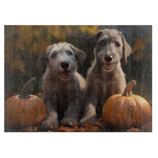 Planche À Découper Wolfhound Chiot Automne Citrouille de plaisir (Devant)