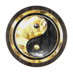 Planche À Découper Yin Yang or sur noir