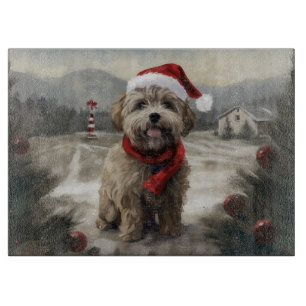 Planche À Découper Yorkipoo dans la neige de Noël