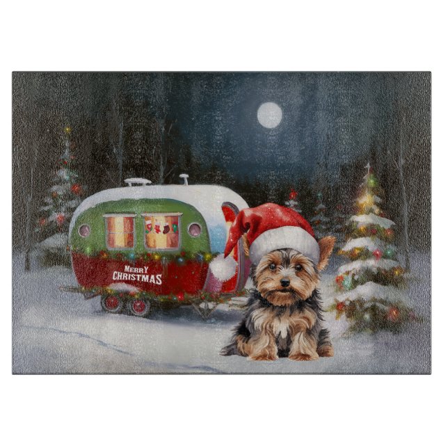 Planche À Découper Yorkshire Terrier Caravan Christmas Adventure (Devant)