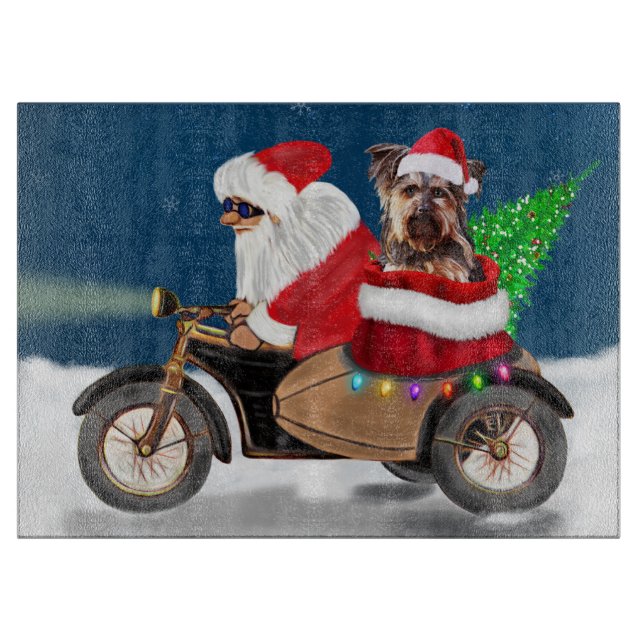 Planche À Découper Yorkshire Terrier Chien Noël Noël Père Noël (Devant)