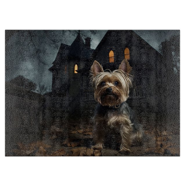 Planche À Découper Yorkshire Terrier Halloween effrayant (Devant)