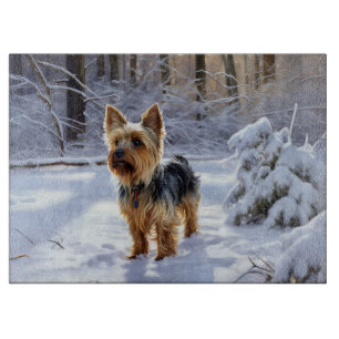 Planche À Découper Yorkshire Terrier Laissez-le Neiger Noël