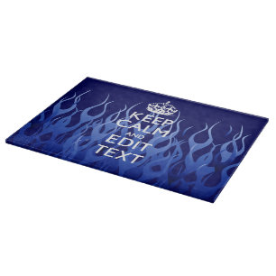 Planche À Découper Your Text on Keep Calm on Navy Blue Racing Flames