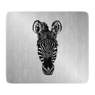 Planche À Découper Zebra Head sur Silver