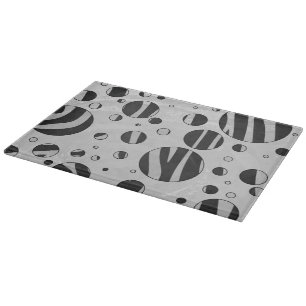 Planche À Découper Zebra Polka point noir et gris clair