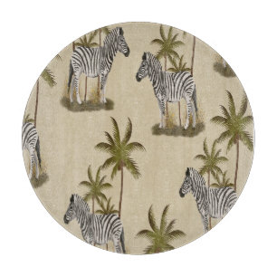 Planche À Découper Zèbres et palmiers uniques de safari