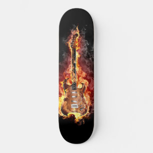 planche à roulette guitare en feu skateboard