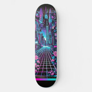 Planche de skateboard Cyberpunk Cityscape – Néon