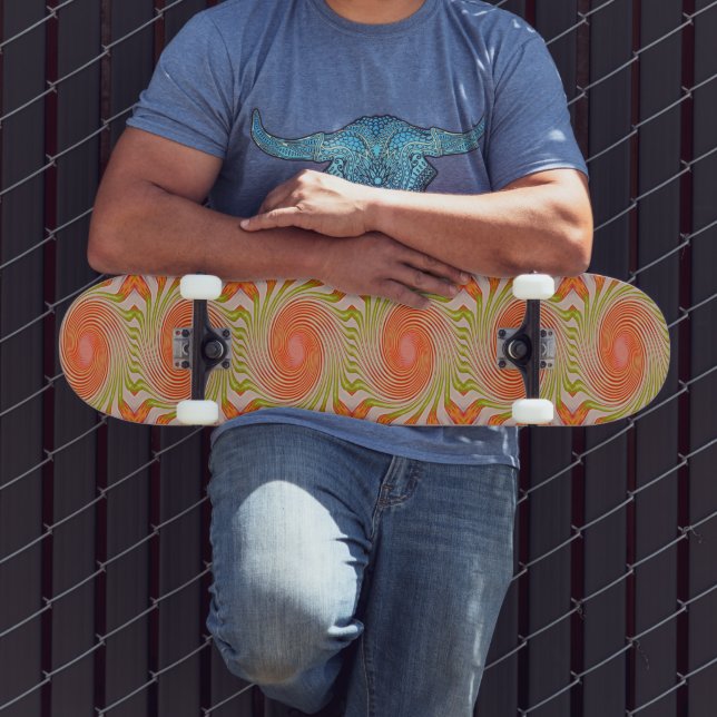 Planche de skateboard Motif Spiral Orange (Extérieur 3)