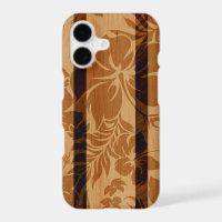 Planche de surf en faux bois à fleurs d'hibiscus d
