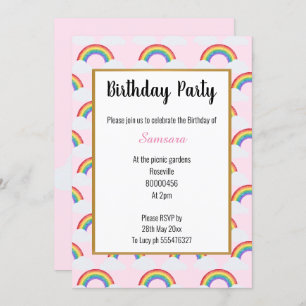 PLANCHER NUAGE ROSE MULTIPLE Invitation d'annivers