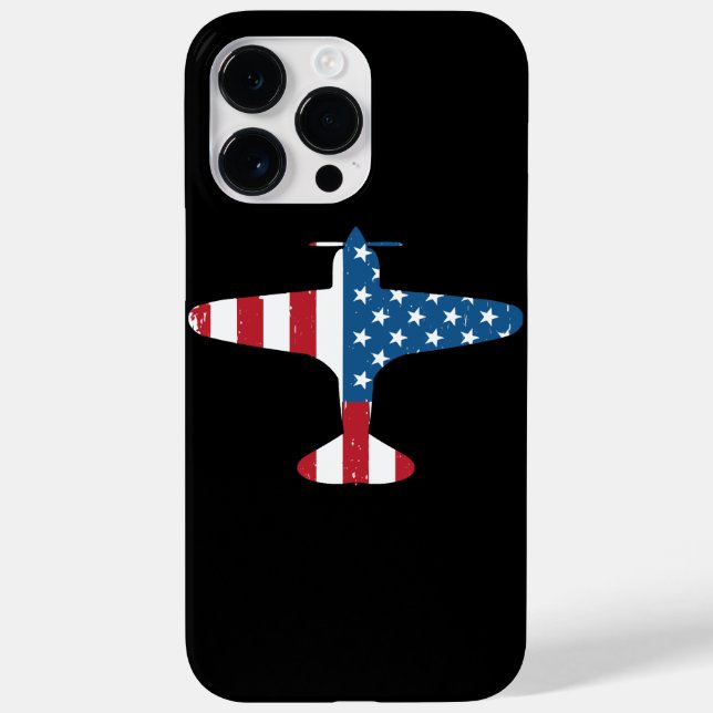 Plane Aircraft USA Flag Veteran Pilot Gift Case-Mate iPhone Case (Back)
