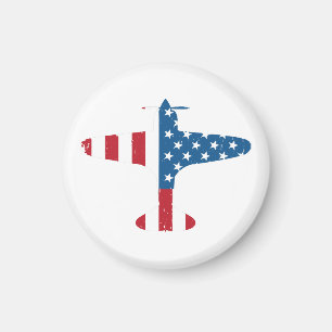 Plane Aircraft USA Flag Veteran Pilot Gift Magnet