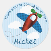 Plane Birthday personalized Thank You sticker