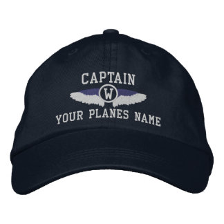 Plane Captain or pilots wings monogrammed Embroidered Hat