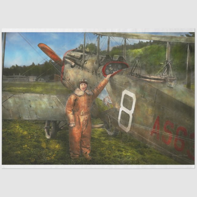 Plane - First One-Stop Flight Across the US - 1921 Tissue Paper (Front)