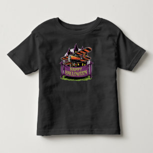 Plane flying over happy halloween banner toddler t-shirt