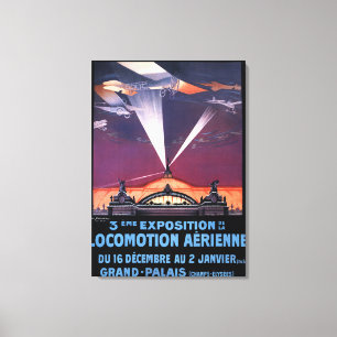 Plane Flying Over Searchlight Poster Canvas Print