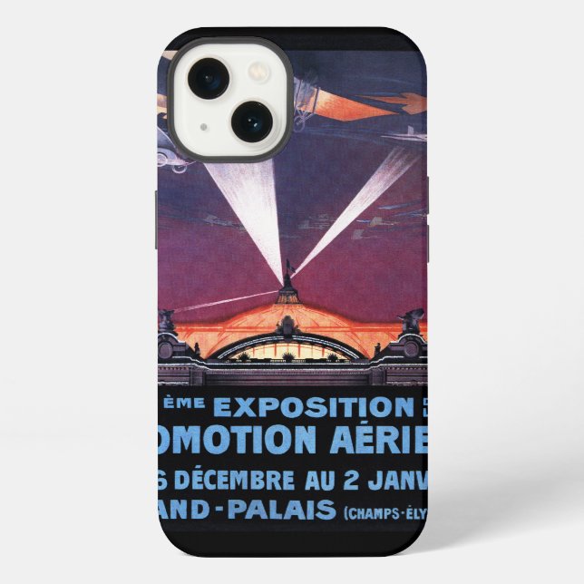 Plane Flying Over Searchlight Poster iPhone Case (Back)
