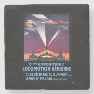 Plane Flying Over Searchlight Poster Stone Coaster