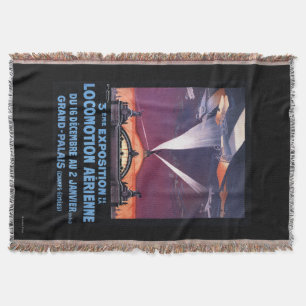 Plane Flying Over Searchlight Poster Throw Blanket