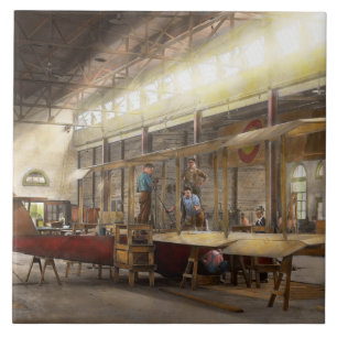Plane - In the Airplane Factory 1918 Tile