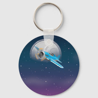 Plane Infront of the Moon Keychain