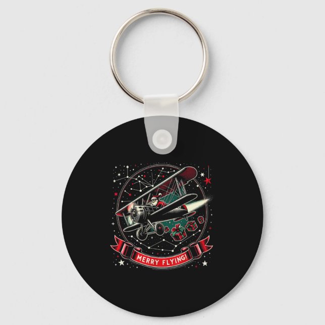 Plane Lot Ugly Christmas Sweater Airplane Operator Keychain (Front)
