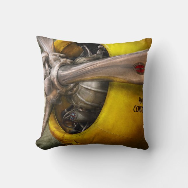 Plane - Pilot - Prop - Twin Wasp Throw Pillow (Front)