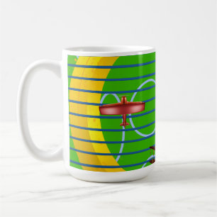 Plane pink on Gold Green  Coffee Mug