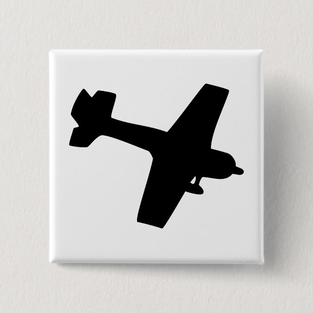 Plane Silhouette 2 Inch Square Button (Front)