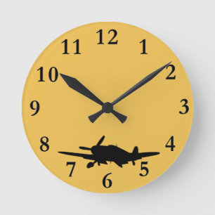 Plane silouette round clock
