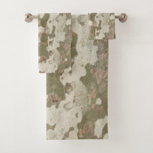 Plane tree camouflage looks bark pattern bath towel set