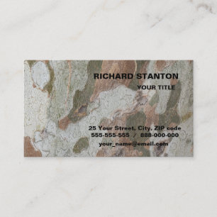 Plane tree camouflage looks bark pattern business card