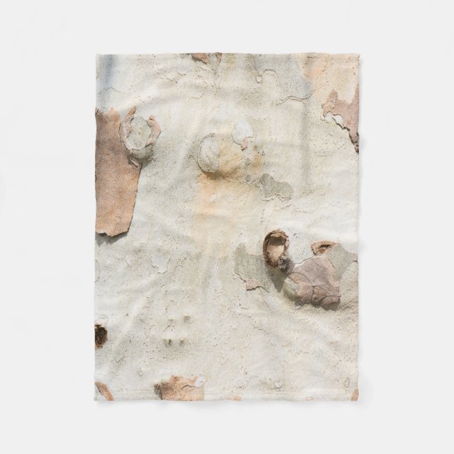 Plane tree camouflage looks bark pattern fleece blanket (Front)