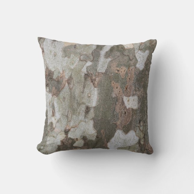 Plane tree camouflage looks bark pattern throw pil pillow (Front)