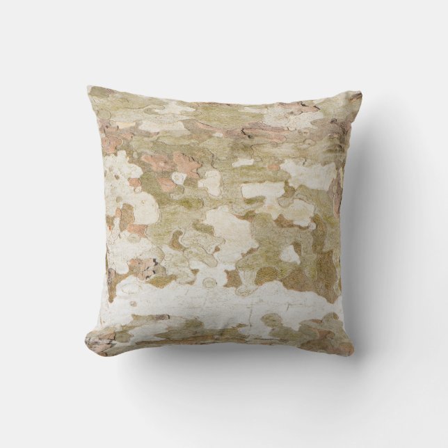 Plane tree camouflage looks bark pattern throw pillow (Front)