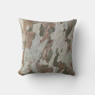 Plane tree camouflage looks bark pattern throw pillow