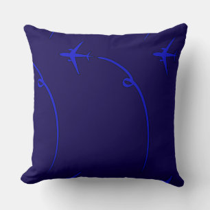 Plane With Air Trail Dk Blue Throw Pillow