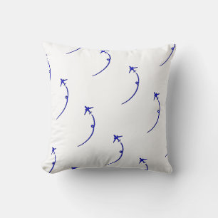 Plane With Air Trail Kids Room White  Throw Pillow