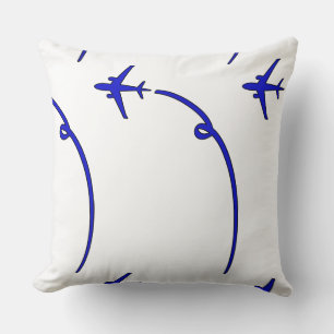 Plane With Air Trail White Throw Pillow