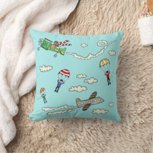 Planes and Parachutes Throw Pillow