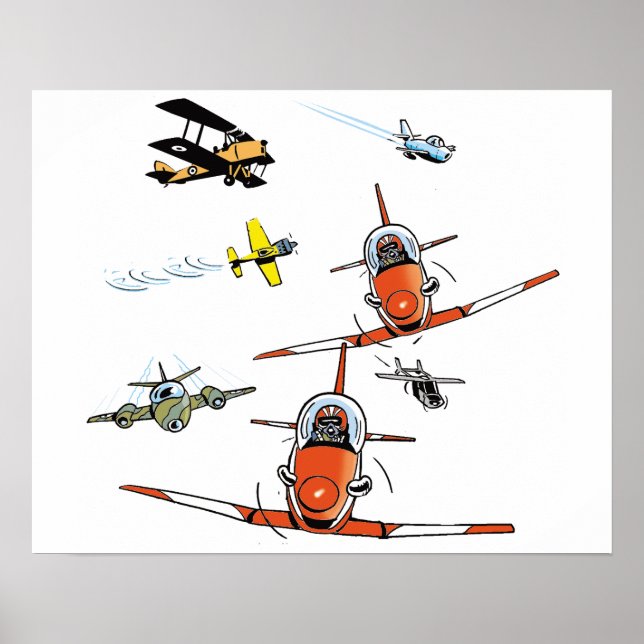 Planes Flying Aviation Art Poster (Front)
