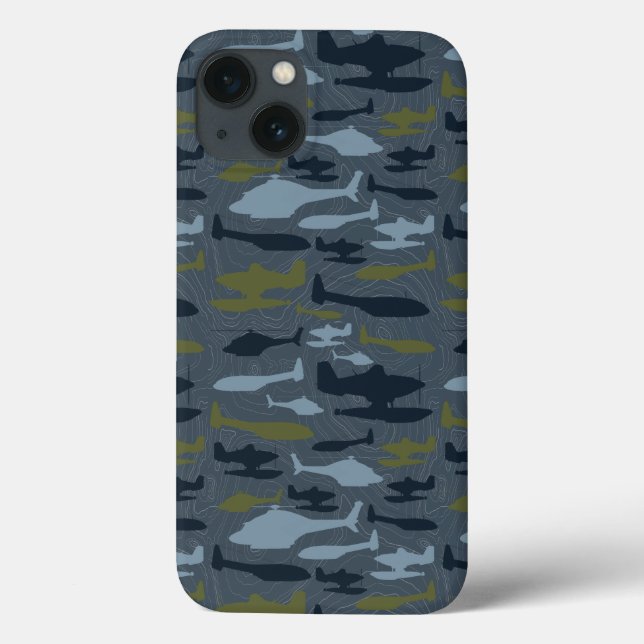 Planes Silhouettes Topographical Pattern Case-Mate iPhone Case (Back)