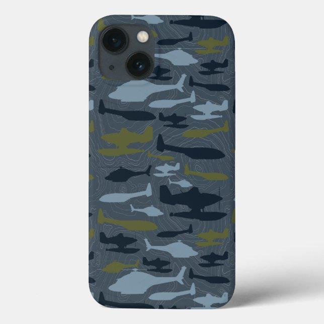 Planes Silhouettes Topographical Pattern Case-Mate iPhone Case (Back)