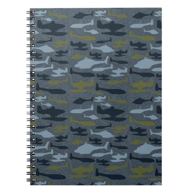 Planes Silhouettes Topographical Pattern Notebook (Front)