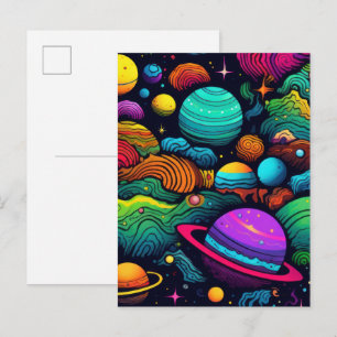 Planet background postcard
